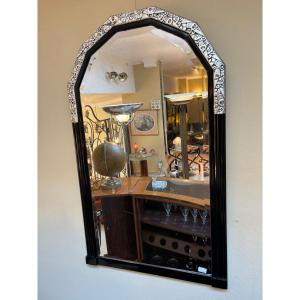 Art Deco Mirror Circa 1925 With A Frame In Stylized Floral Relief