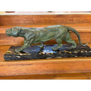Bronze Panther Signed Dh Chiparus, Art Deco