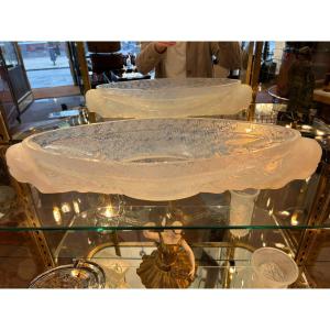 Art Deco Planter Circa 1930 In Opalescent Glass Signed Etling