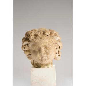 Head Of Bacchus In Roman Marble 