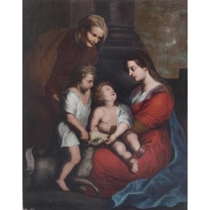 Follower Of Rubens 17th Century...large Canvas...holy Family With Saint Elizabeth & John The Baptist