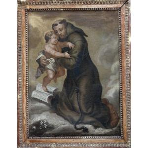 Large Biblical Painting 17th Century...vision Of St. Anthony Of Padua...murillo & The Spanish School?