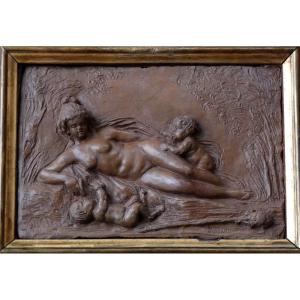 Clodion 1738-1814 - Rare Bas-relief Sculpture - Mythology Scene With Nymph & Satyrs