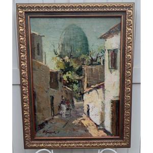 Great Impressionist 1950...jerusalem, Old City & Jewish Quarter...signed Cyrillic?