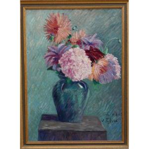 édouard Febvre 1885-1967 - Large Impressionist Bouquet Of Flowers - The Only Known One By The Artist