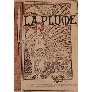 Alphonse Mucha 1860-1939...beautiful Colour Print 1899 For The Cover Of "la Plume" 