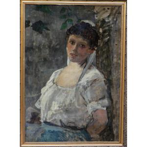 Auguste Durst 1842-1930? - Large Canvas - Dreamy Young Servant Or Lover