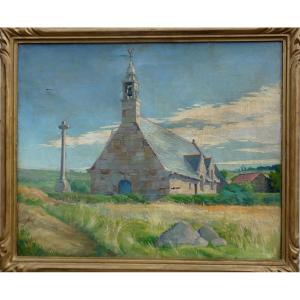 Large 1900 Impressionist Canvas - The Chapel Of Bonne Nouvelle In Trébeurden - Bretagne.