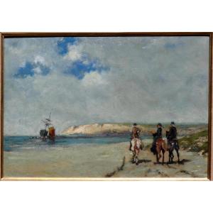 Large 19th Century Impressionist - Seaside & Riders On The Beach - Anton Mauve & A .j- Munnigs