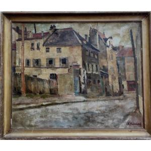 Ch. Bénard ? - Large Canvas Circa 1920 - A Montmartre Street In The Bohemian Era