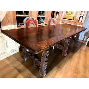  Venetian Palace Table With A Parquet-patterned Walnut Top - Italy, 18th Century