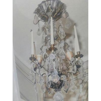 Cage Bronze Chandelier Attributed To La Maison Baguès