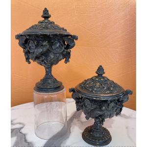 Pair Of Silver-plated Bronze Casseroles