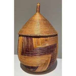 Large Old Tutsi Basket Agaseke/igiseke Type - Rwanda - African Basketry - Early 20th Century
