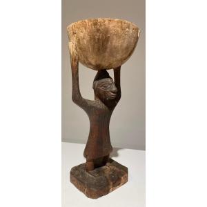 Impressive Old Yoruba Cup Carrier - Nigeria - Benin - Before 1920 / 19th Century