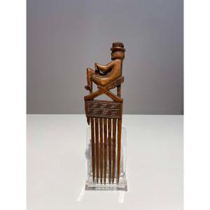 Ancient Comb From The Tshokwe / Chokwe Lwena Tribe - Dr Congo African Art Angola 1900 Tribal Art