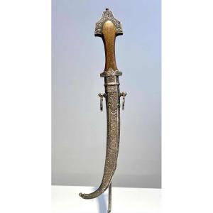  Antique Moroccan Koumiya Berber Dagger Silver Sheath - Koumiyya Koummya Amazigh