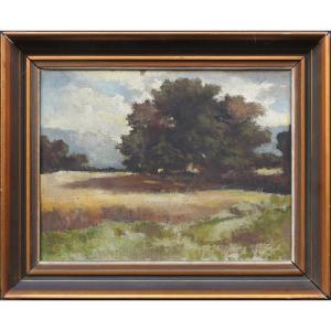 Czech Painter Otakar Lebeda (1877 Prague– 1901 Malá Chuchle "landscape With Trees"