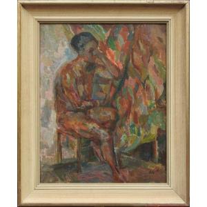 Czech Painter František Tichý 1896 Prague-– 1961 Prague "black Girl In The Studio"