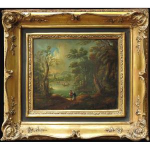German Painter Peter Von Bemmel (1686 Nuremberg – 1754 Regensburg) "two River Landscapes"