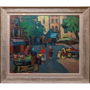Jean Guindon (1883-1976) - Market In Avignon
