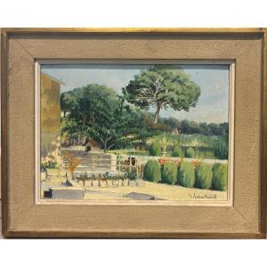 Lauzières (20th Century) - Landscape: Garden With Groves