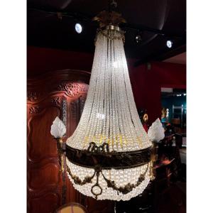 Hot Air Balloon Chandelier In Gilt Bronze 