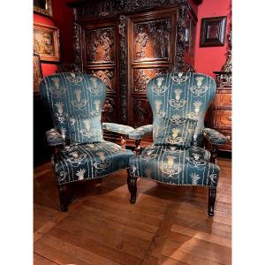 Very Beautiful Pair Of Mahogany Armchairs