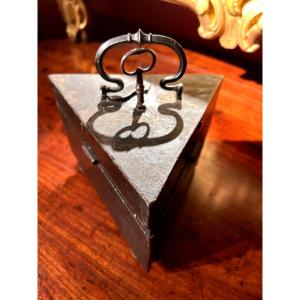 Triangular Wrought Iron Box With Systems Early 17th Century