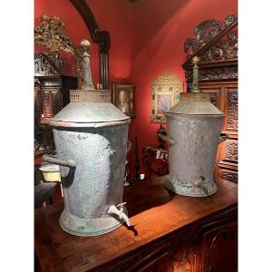 Pair Of 19th Century Sheet Metal Table Fountains
