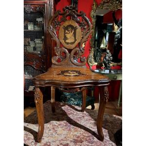 Walnut Wood Chair In The Art-populaire Style