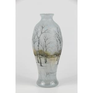 Daum Nancy Vase (windmills In Winter)