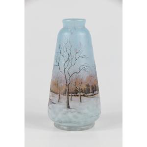 Daum Nancy Vase (windmills In Winter)