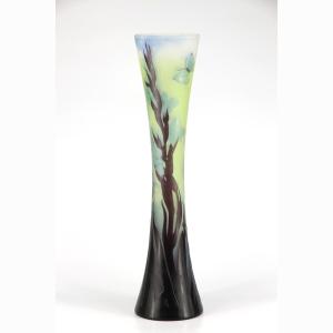 Gallé Vase (gladioli And Butterfly)