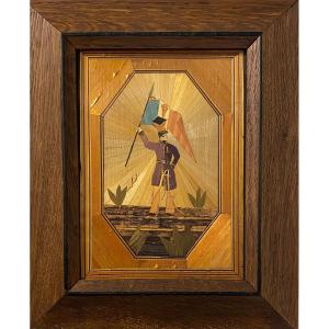 Polish Spearman With The French Flag - Straw Marquetry - (circa 1804-1821)