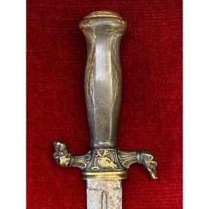 Hunting Dagger With Horn Fuse Signed Jf Backes - 19th Century