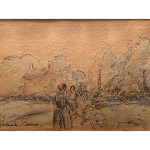 Paulemile Pissarro (1884-1972) - Pastoral Scene - Watercolour - Pencil