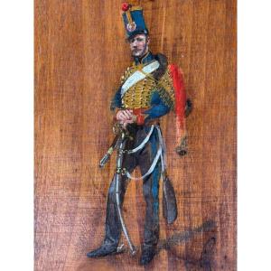 Wilder M. Darling (1856-1933) - Officer Of The 4th Regiment Of Hussars - Painting On Panel
