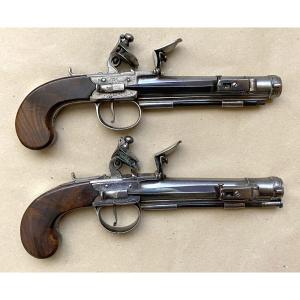 Pair Of Queen Anne-style Scottish Flintlock Pistols With A Stock – Circa 1790