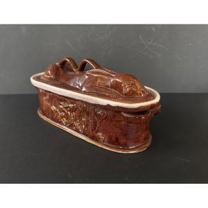 19th Century Glazed Earthenware Hare Terrine 