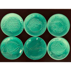 Complete 14-piece Fish Service In Fine Proceram Earthenware