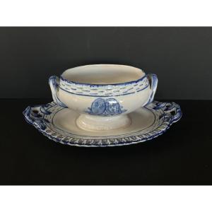 Earthenware Gravy Boat - Emile Gallé Et Saint Clément