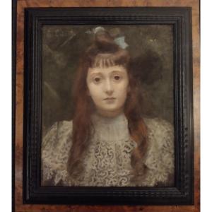 "JEUNE FILLE " par Héléne LABARTHE ..Pastel vers 1900