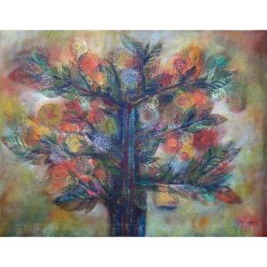 "the Tree In Flower" By Serge Arnoux Around 1970