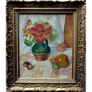 "nasturchians, Apples, Chestnut" By Camille Deymes Around 1920