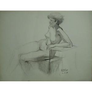 "seated And Nude" By Simone Rousselet ...1978