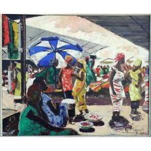 "the Treichville Market" By G.vignesoult....dakar 1957