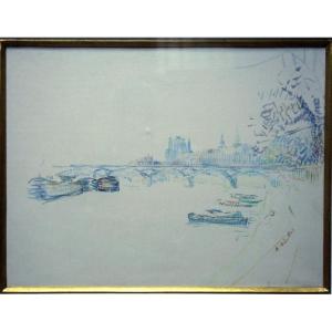 "Le PONT des ARTS " par Andrée SEAILLES ...Paris vers 1950