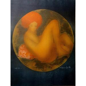 "nude Woman Seated" By Alain Bonnefoit..litho On Arches