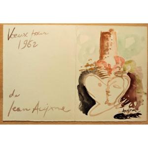 "greeting Card 1962" ... Watercolor By Jean Aujame